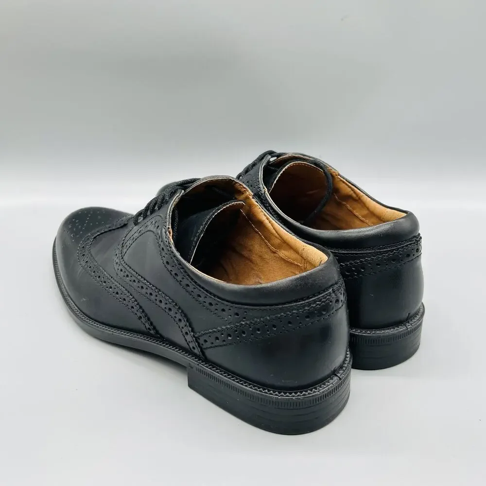 GH Bass & Co Shoes Mens 8.5 Black Leather Flex Step Wingtip Oxford Dress Brogue